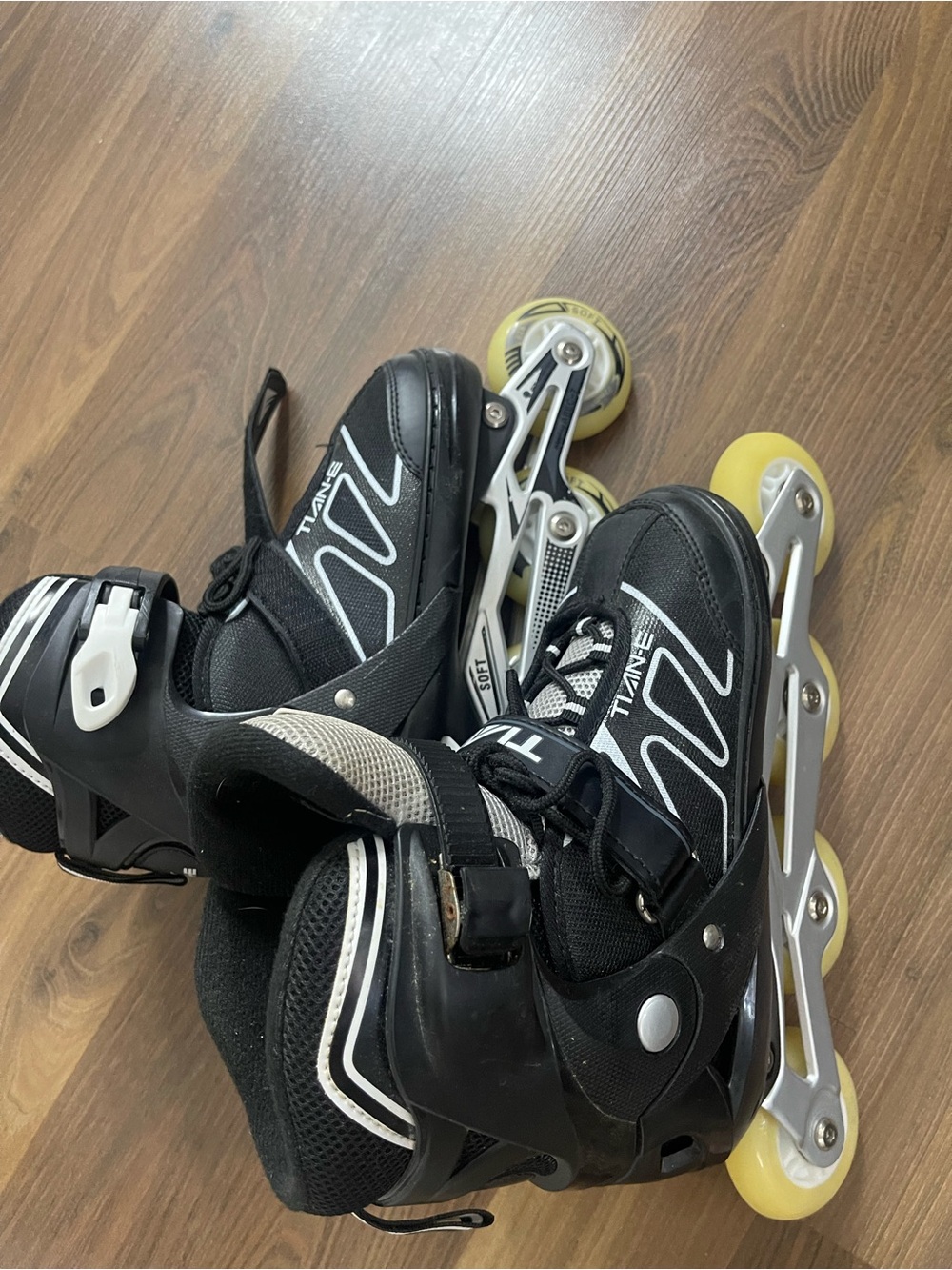 Black Inline Roller Skates with Yellow Wheels